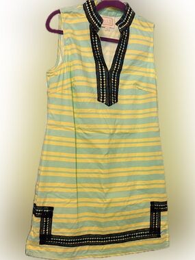 Sail to Sable Yellow & Mint Striped Sleeveless Dress